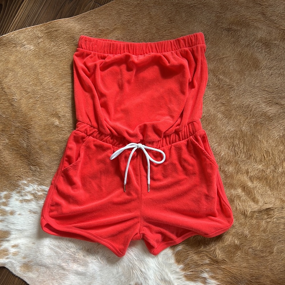 2000’s bright coral Juicy Couture romper